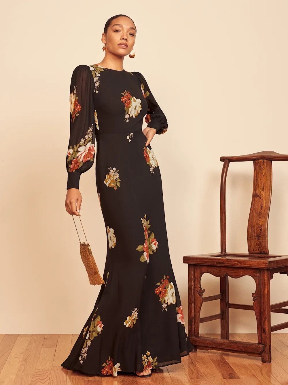 Reformation Milena Floral Open Back Maxi Dress Arcadia Sz 2 Wedding Guest